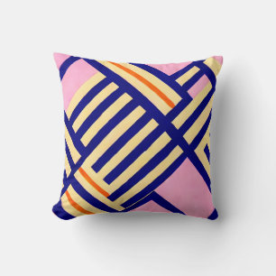 Geometry Pink Yellow and Blue Cushion