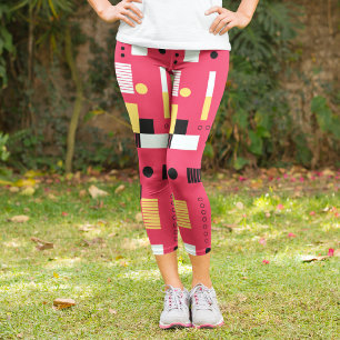 Geometry Polka Stripes Capri Leggings