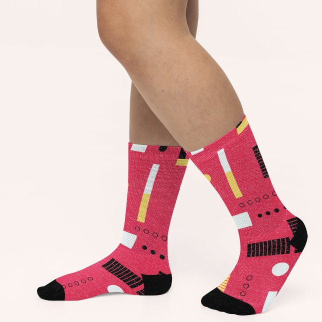 Geometry Polka Stripes Socks (super soft and stretchy premium crew socks toe and heel to keep up with your lifestyle and comfort.)