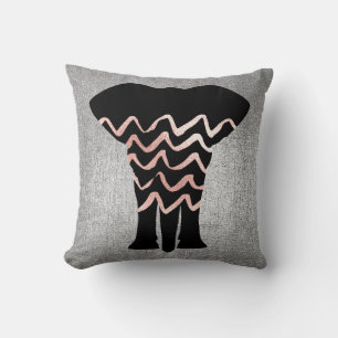 Geometry Rose Gold Blush Pink Gray Zig Zag Metal Cushion