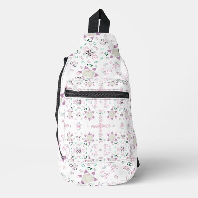 Geometry Shapes Hexagon White  Sling Bag (Front)