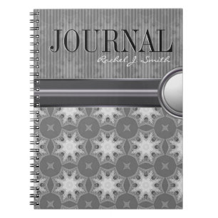 Geometry Silver White Snowflake Pattern Journal