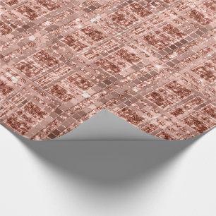 Geometry Spark Rose Gold Grily Copper Glitt Bridal Wrapping Paper