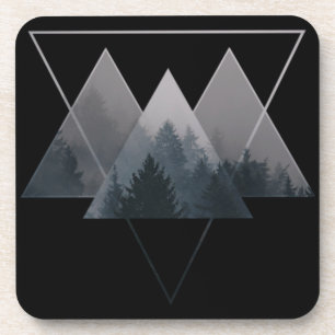 Geometry Triangles Misty Forest Coaster