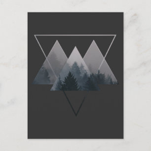 Geometry Triangles Misty Forest Postcard