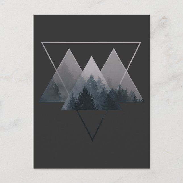 Geometry Triangles Misty Forest Postcard (Front)