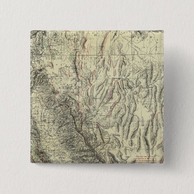 Geomorphic map, California, Nevada 15 Cm Square Badge (Front)