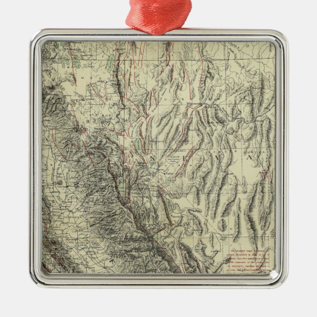 Geomorphic map, California, Nevada Metal Tree Decoration (Front)