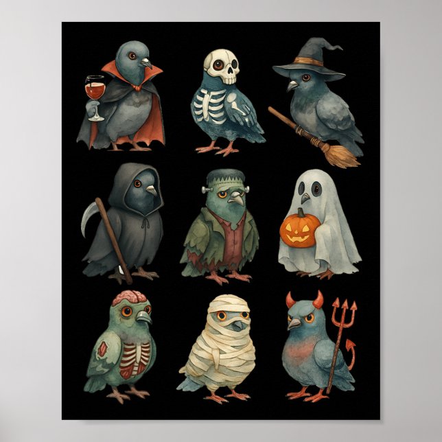 Geon Bird Soky Witch Boo Zombie Halloween Boys &am Poster (Front)