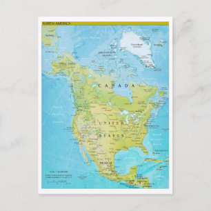Geopolitical Map of North America Postcard