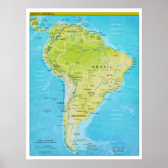 Geopolitical Regional Map of South America Poster (Front)