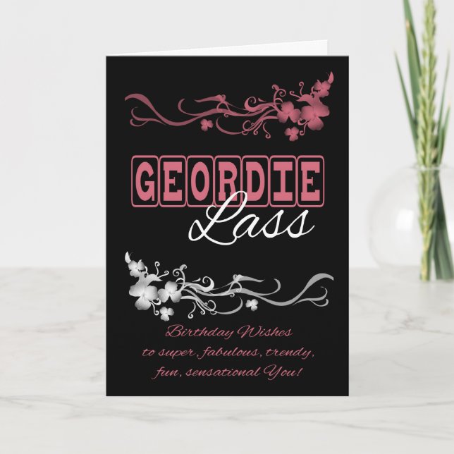 Geordie Lass Birthday Card with Blended Flowers (Front)
