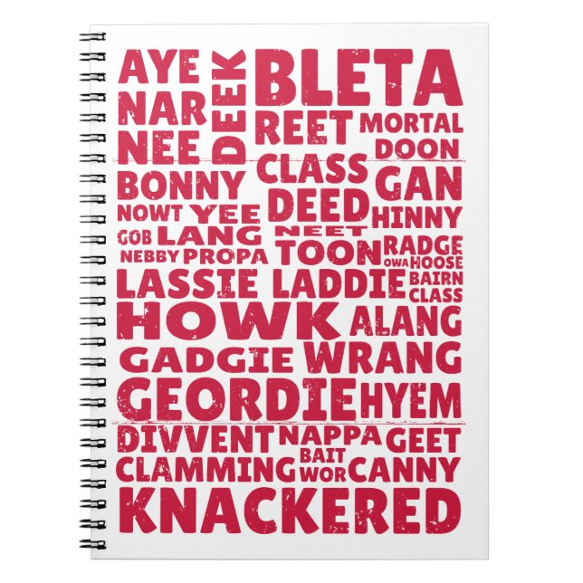 Geordie slang Northern English language Notebook (Front)