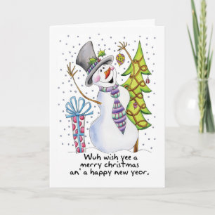 Geordie - Snowman - Happy Snowman - Wuh wish yee a Holiday Card