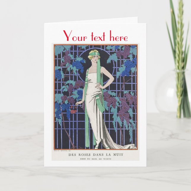 George Barbier Art Deco fashion Thank You Card (Front)