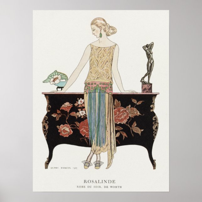 George Barbier, The Evening Robe, 1922 Fashion Poster (Front)