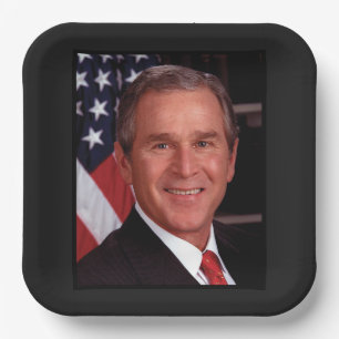 George Bush 43rd US American President Photo Paper Plate