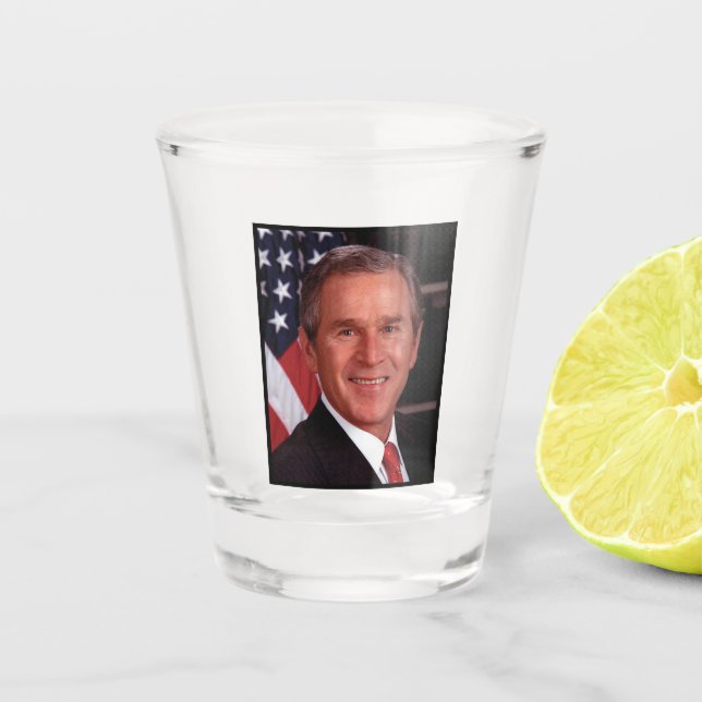 George Bush 43rd US American President Photo Shot Glass (Front)