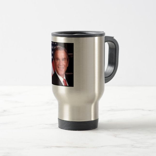 George Bush 43rd US American President Photo Travel Mug (Front Right)