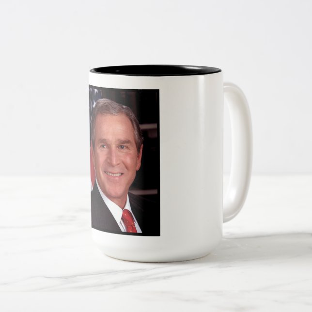 George Bush 43rd US American President Photo Two-Tone Coffee Mug (Front Right)