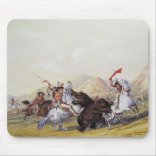 George Catlin - Attacking the Grizzly Bear Mouse Mat