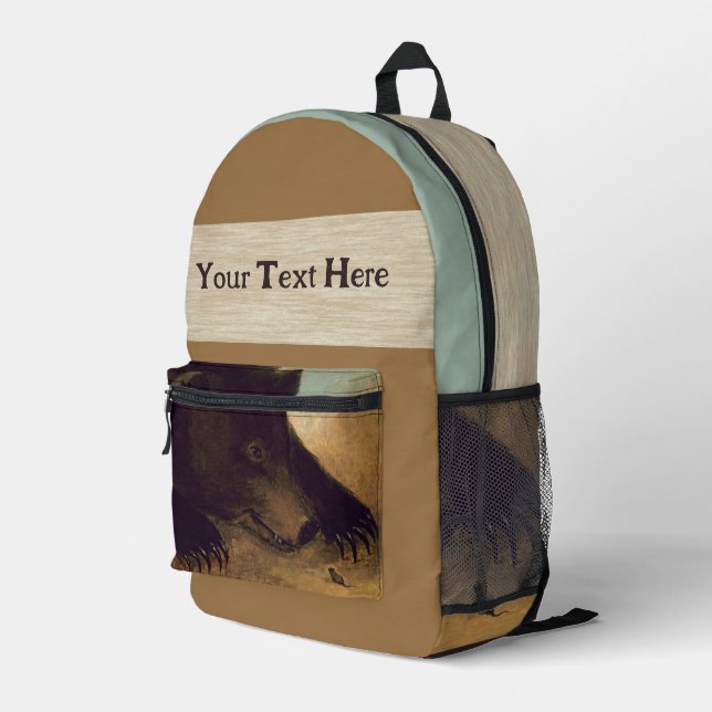 George Catlin - Grizzly Bear and Mouse Printed Backpack (Back Corner Right)