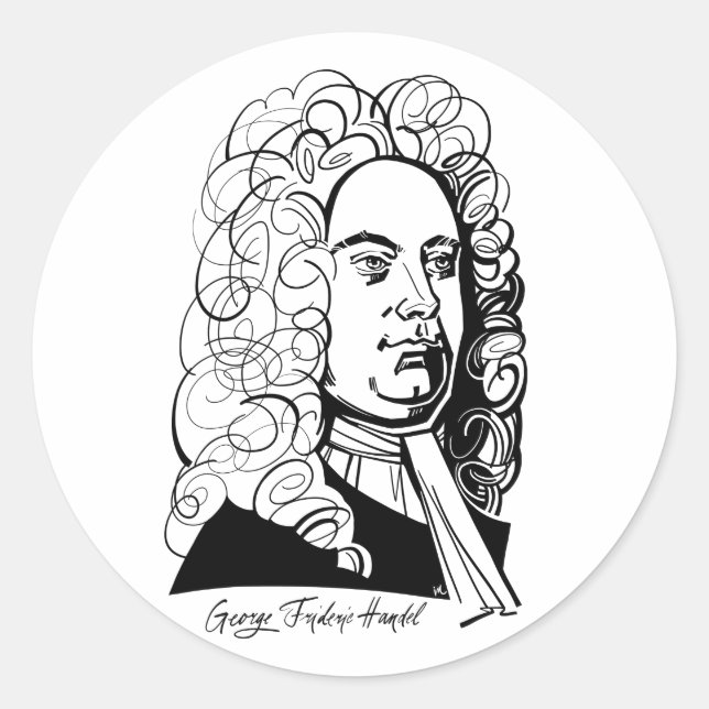 George Frideric Handel Classic Round Sticker (Front)