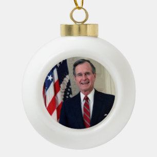 George H. W. Bush Ceramic Ball Christmas Ornament
