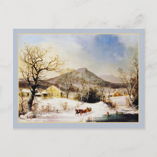 George Henry Durrie Rustic Country Christmas Farm Postcard (Front)