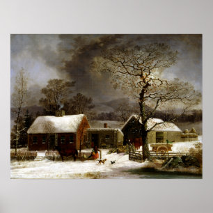 George Henry Durrie Winter Scene in New Haven Poster