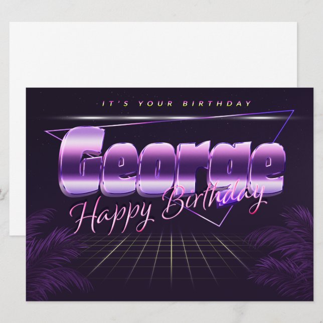 George Name First Name purla retro card Birthday (Front/Back)