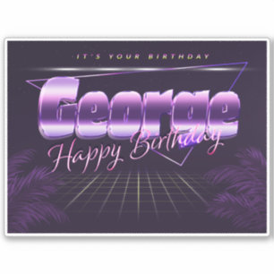 George Name Vorname lila retro Sticker Geburtstag