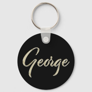 George Name whitegold Button Schlüsselanhänger Key Ring