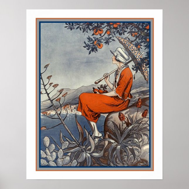 George Pavis- Deco "Girl by the Sea" 1920's Print (Front)