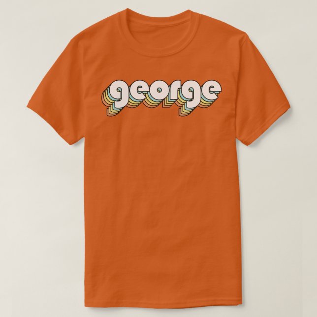 George Retro Rainbow Typography Faded Style T-Shirt (Design Front)