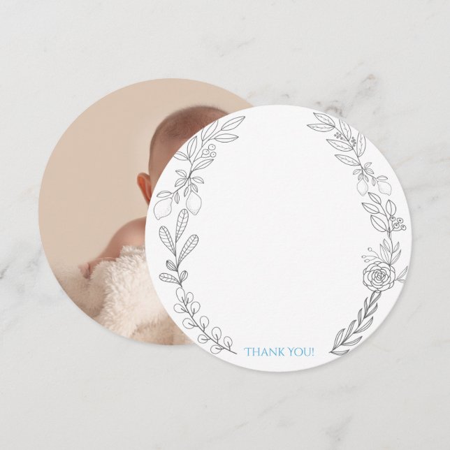 George Round Photo Thank You Card. Invitation (Front/Back)