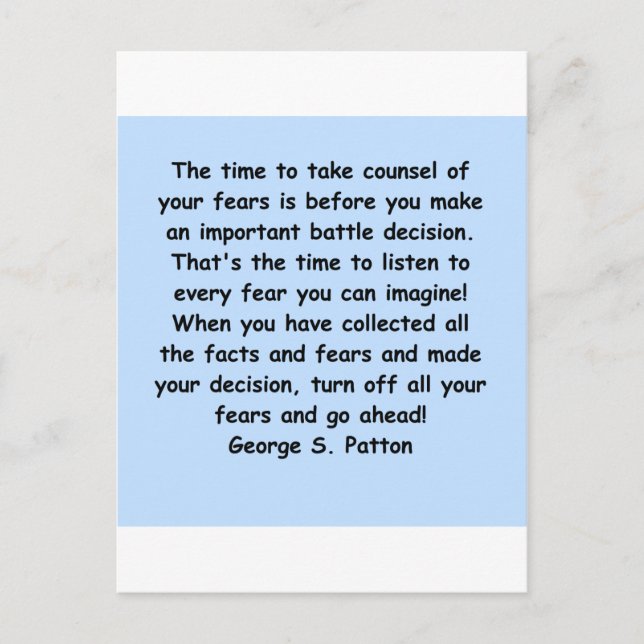 george s patton quote postcard (Front)