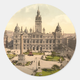 George Square, Glasgow, Scotland Classic Round Sticker