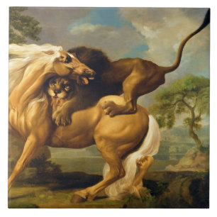 George Stubbs A Lion Attacking a Horse, c.1762 ( Tile