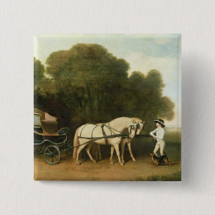 George Stubbs A Phaeton with a Pair of Cream Pon 15 Cm Square Badge