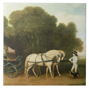 George Stubbs   A Phaeton with a Pair of Cream Pon Tile