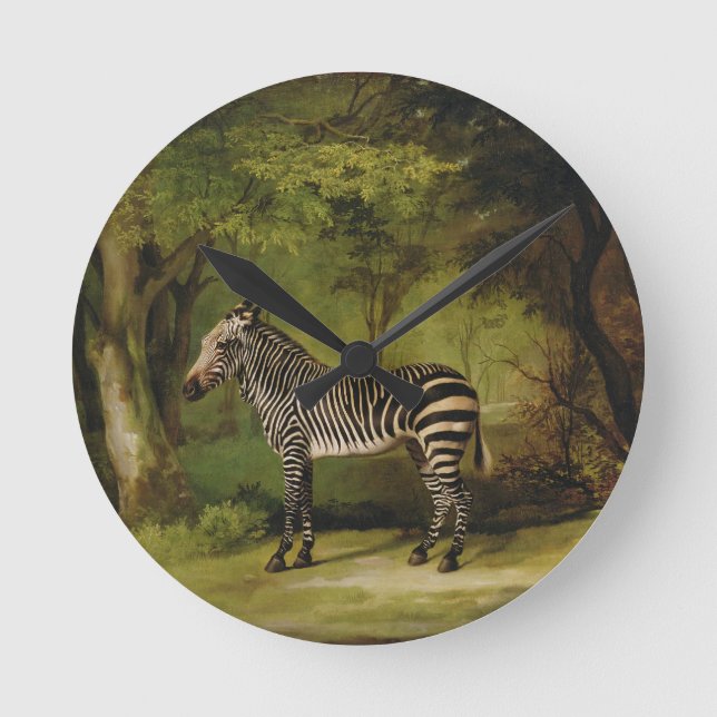 George Stubbs | A Zebra, 1763 (oil on canvas) Round Clock (Front)