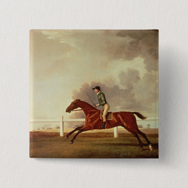George Stubbs | Bay Malton with John Singleton Up, 15 Cm Square Badge (Front)
