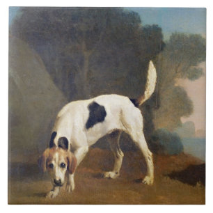 George Stubbs   Foxhound on the Scent, c.1760 (oil Tile