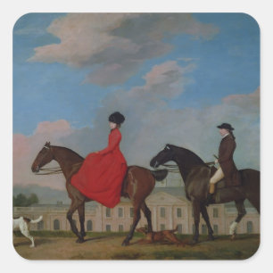 George Stubbs   John and Sophia Musters riding at  Square Sticker
