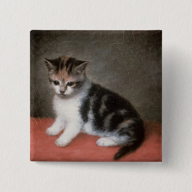 George Stubbs | Miss Ann White's Kitten, 1790 15 Cm Square Badge (Front)