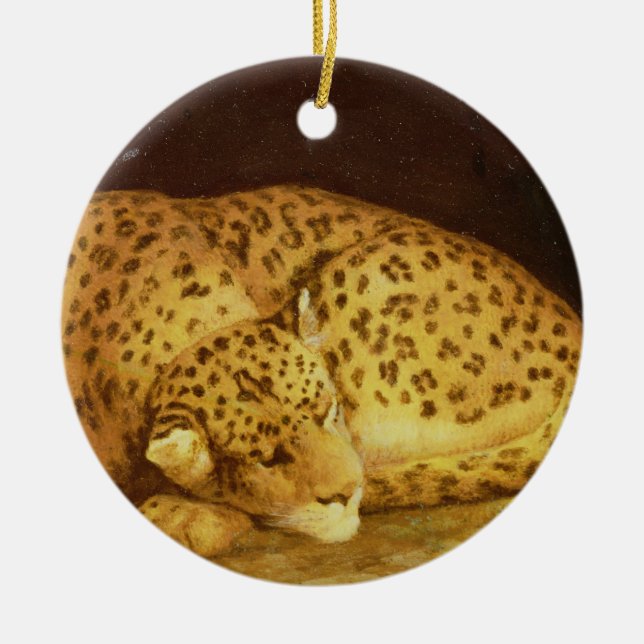 George Stubbs | Sleeping Leopard, 1777 (enamel on Ceramic Tree Decoration (Front)