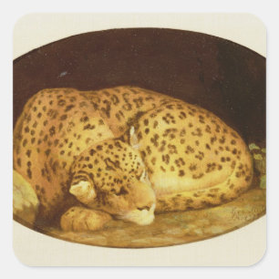 George Stubbs   Sleeping Leopard, 1777 (enamel on  Square Sticker