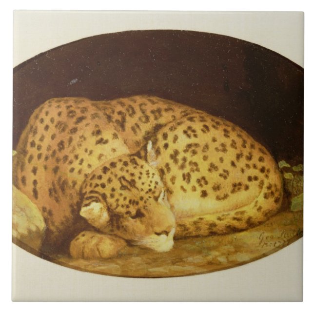 George Stubbs | Sleeping Leopard, 1777 (enamel on Tile (Front)