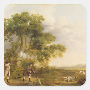 George Stubbs Two Gentlemen Shooting (oil on can Square Sticker